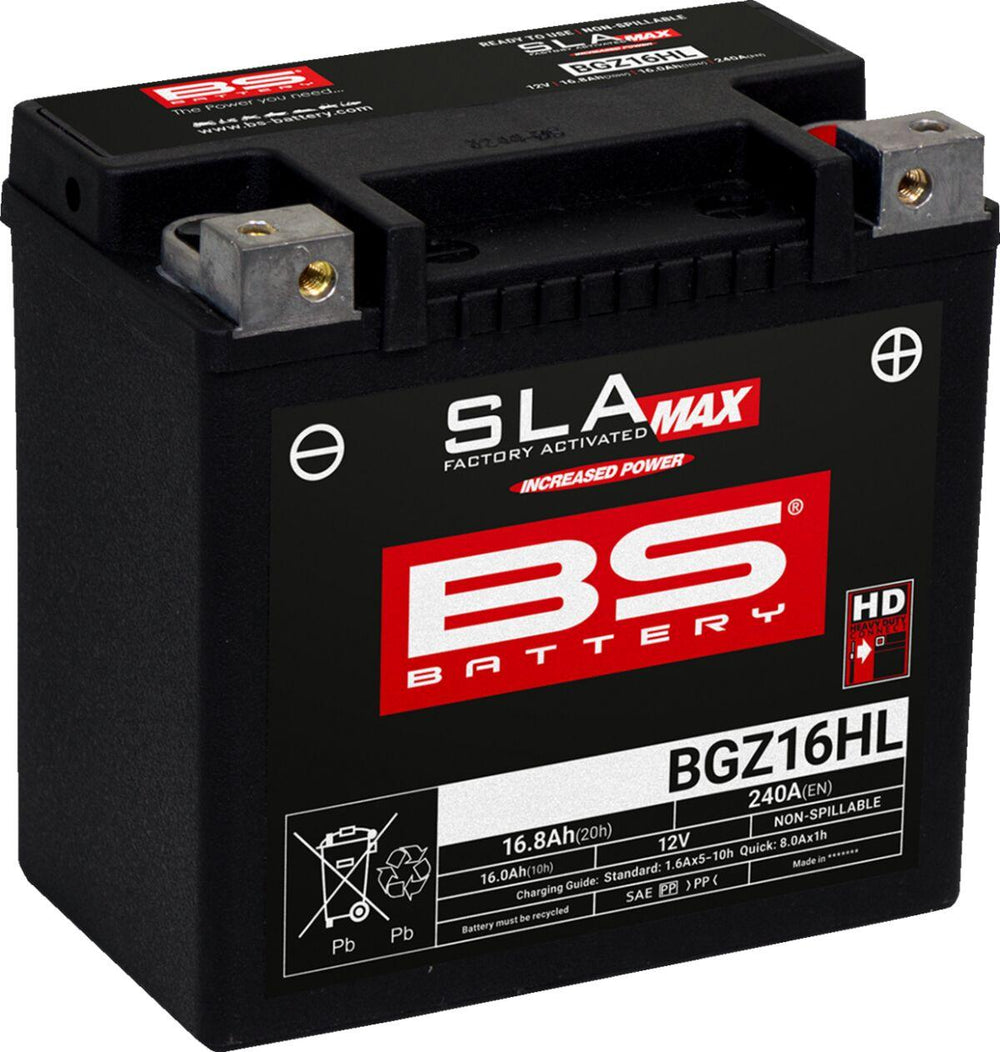 BS Battery SLA Max AGM Battery For Buell 1125 CR 2008-2009 - Black