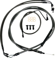 LA Choppers Standard Midnight Braided Handlebar Cable/Brake Quick Connect Hose Kit For Harley Davidson FLDE 1750 ABS 2018-2020 30.5 cm - 35.5 cm (12" - 14") - Black/Clear-Coated