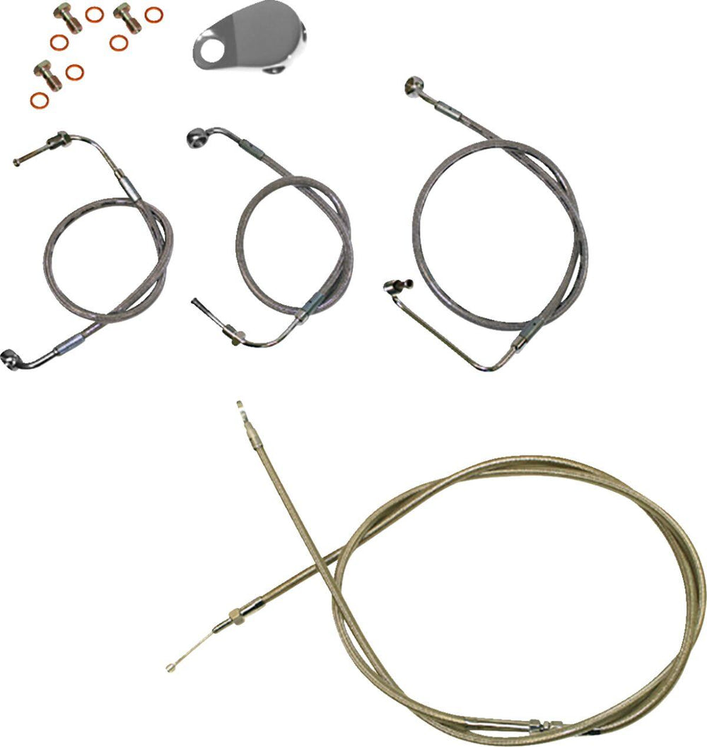 LA Choppers Standard Stainless Braided Quick Connect Handlebar Cable/Brake Hose Kit For Harley Davidson FLDE 1750 ABS 2018-2020 30.5 cm - 35.5 cm (12" - 14") - Clear-Coated