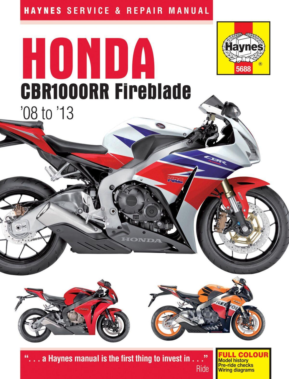 Haynes Service Manual For Honda CBR 1000 RR 2008-2013
