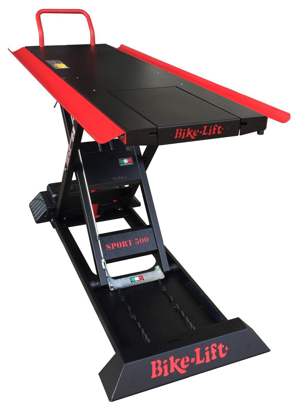 Bike Lift Sport 500 Folding Gate Scissor Lift Electronic Hand Control - Black/Red