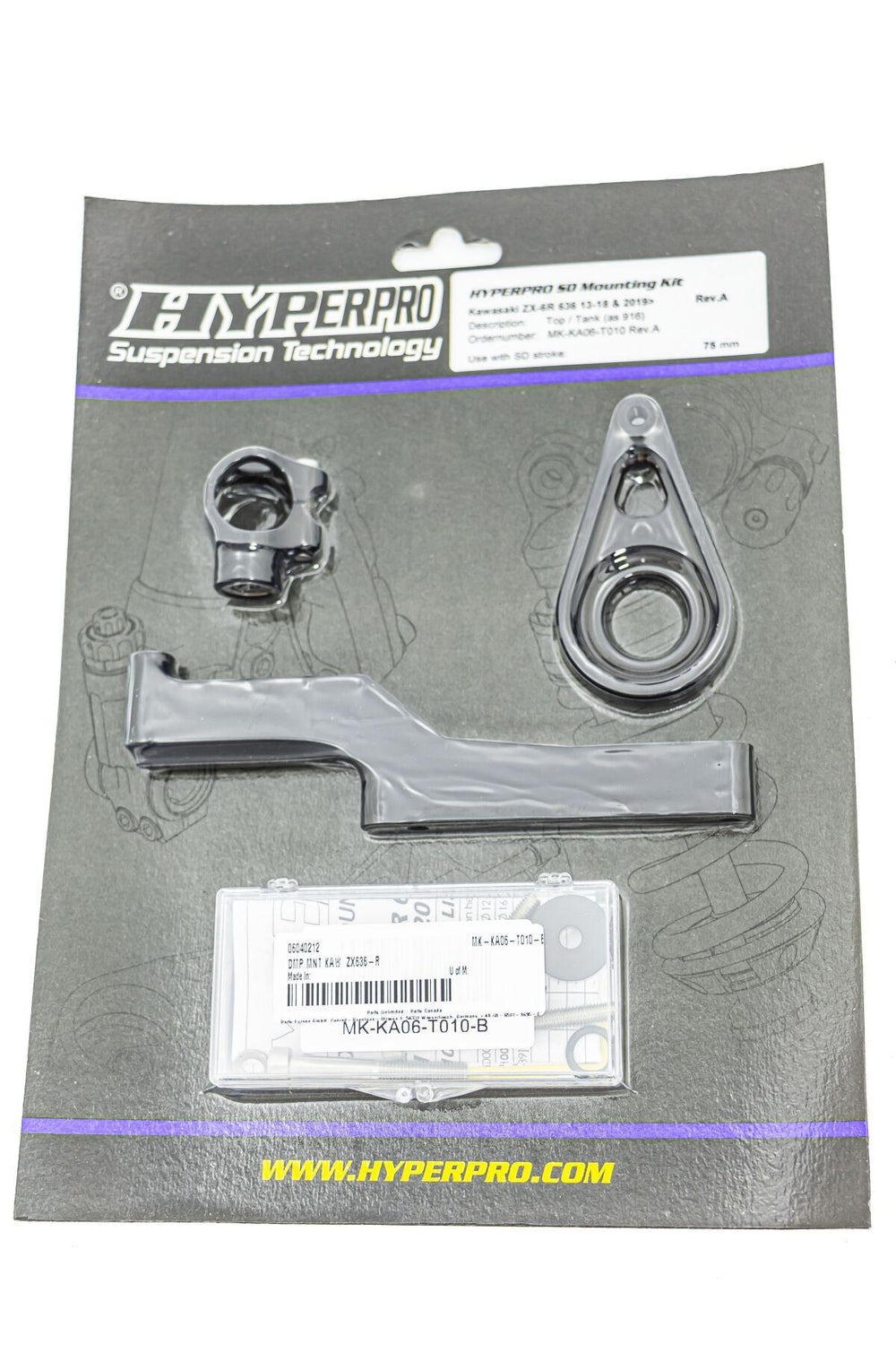 Hyperpro Steering Damper Mounting Kit For Kawasaki ZX-6 R 636 2013-2019 - Black