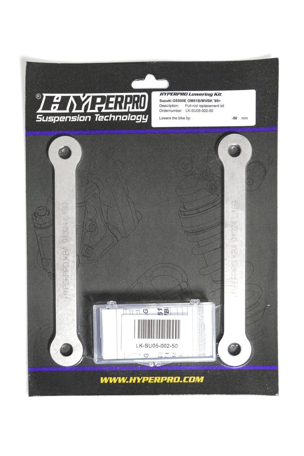 Hyperpro Lowering Kit For Suzuki GS 500 E -50mm 1989-2006 Rear