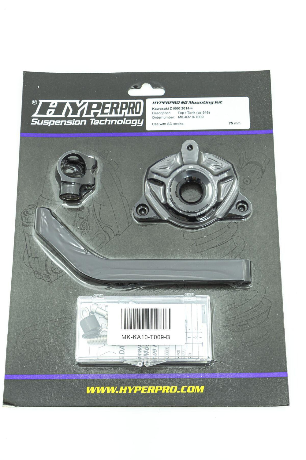 Hyperpro Steering Damper Mounting Kit For Kawasaki Z 1000 2014-2020 - Black