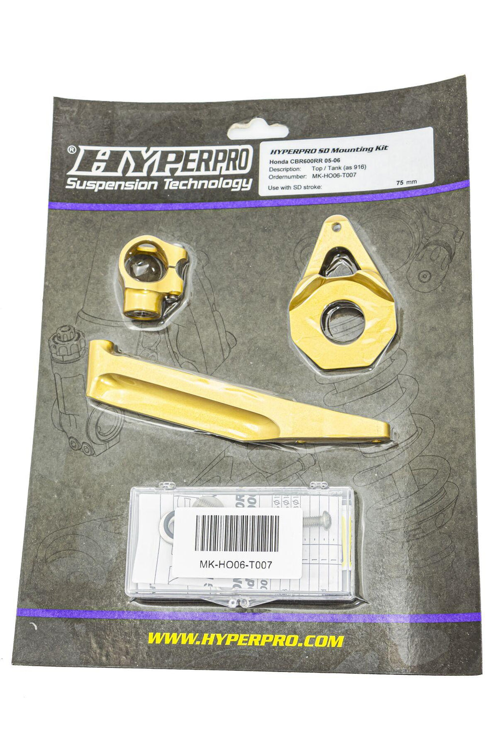 Hyperpro Steering Damper Mounting Kit For Honda CBR600RR 2005-2006 - Gold