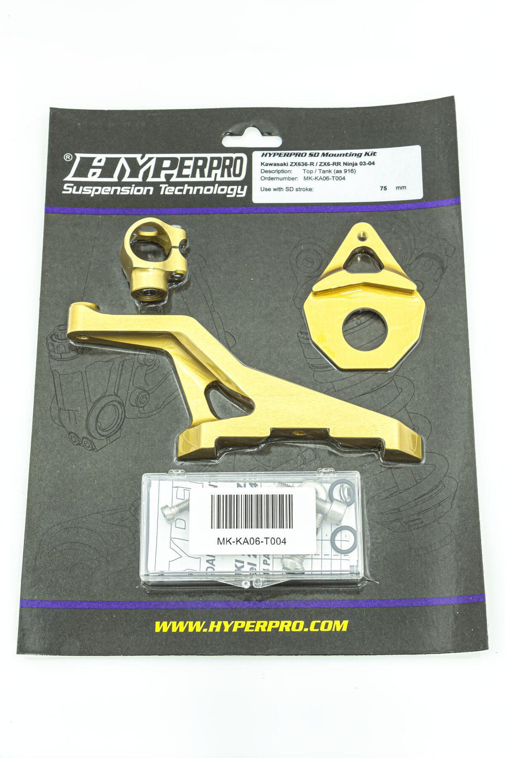 Hyperpro Steering Damper Mounting Kit For Kawasaki ZX-6 R 636 2003-2004 - Gold