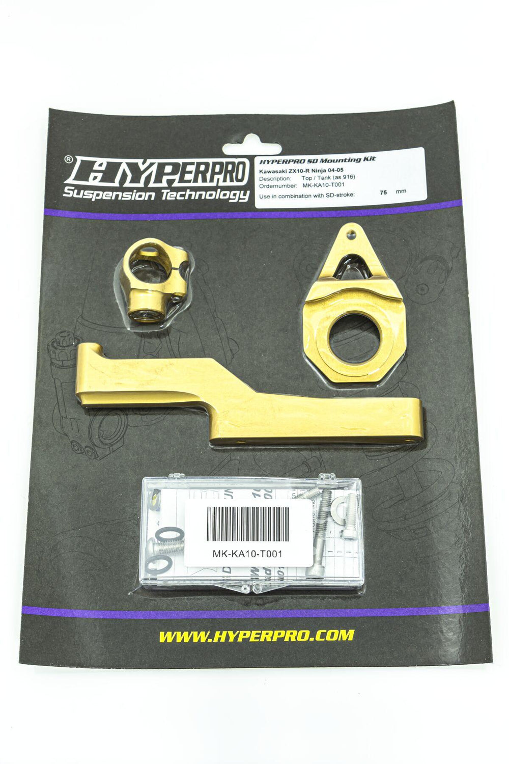 Hyperpro Steering Damper Mounting Kit For Kawasaki ZX-10 R 1000 2004-2005 - Gold