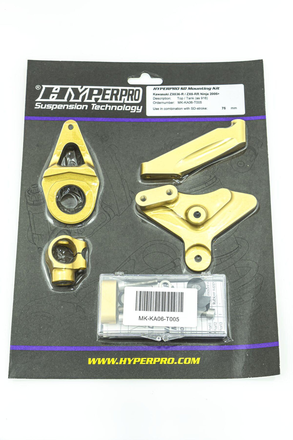 Hyperpro Steering Damper Mounting Kit For Kawasaki ZX-6 R 636 2005-2006 - Gold