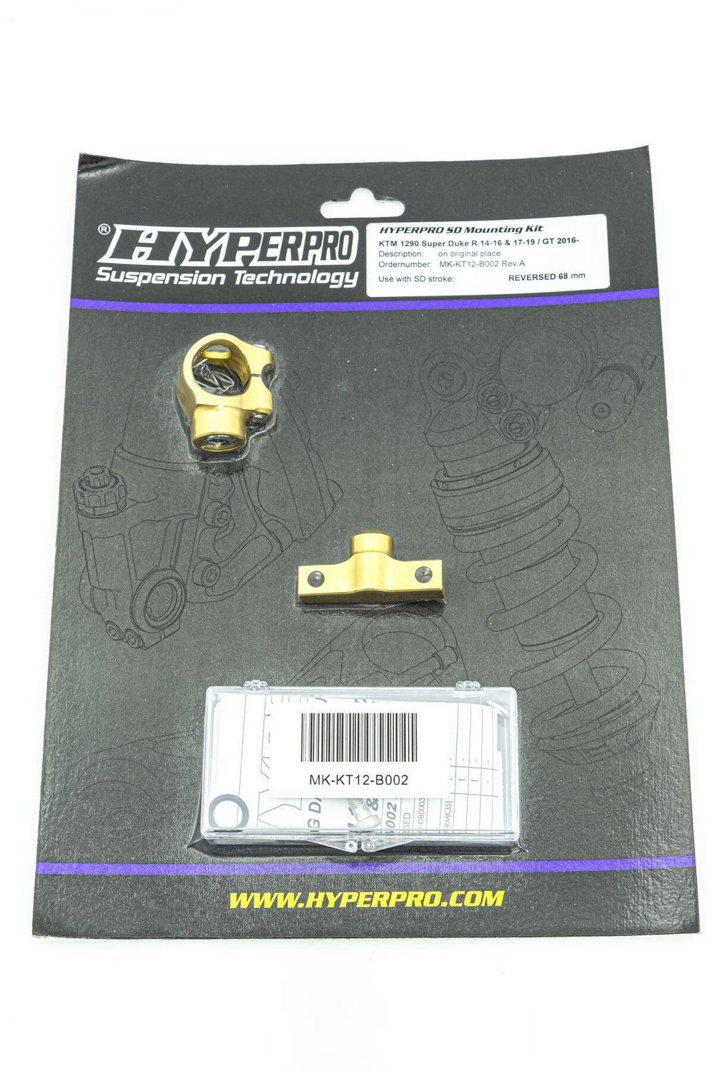 Hyperpro Steering Damper Mounting Kit For KTM Super Duke 1290 GT 2016-2020 - Gold