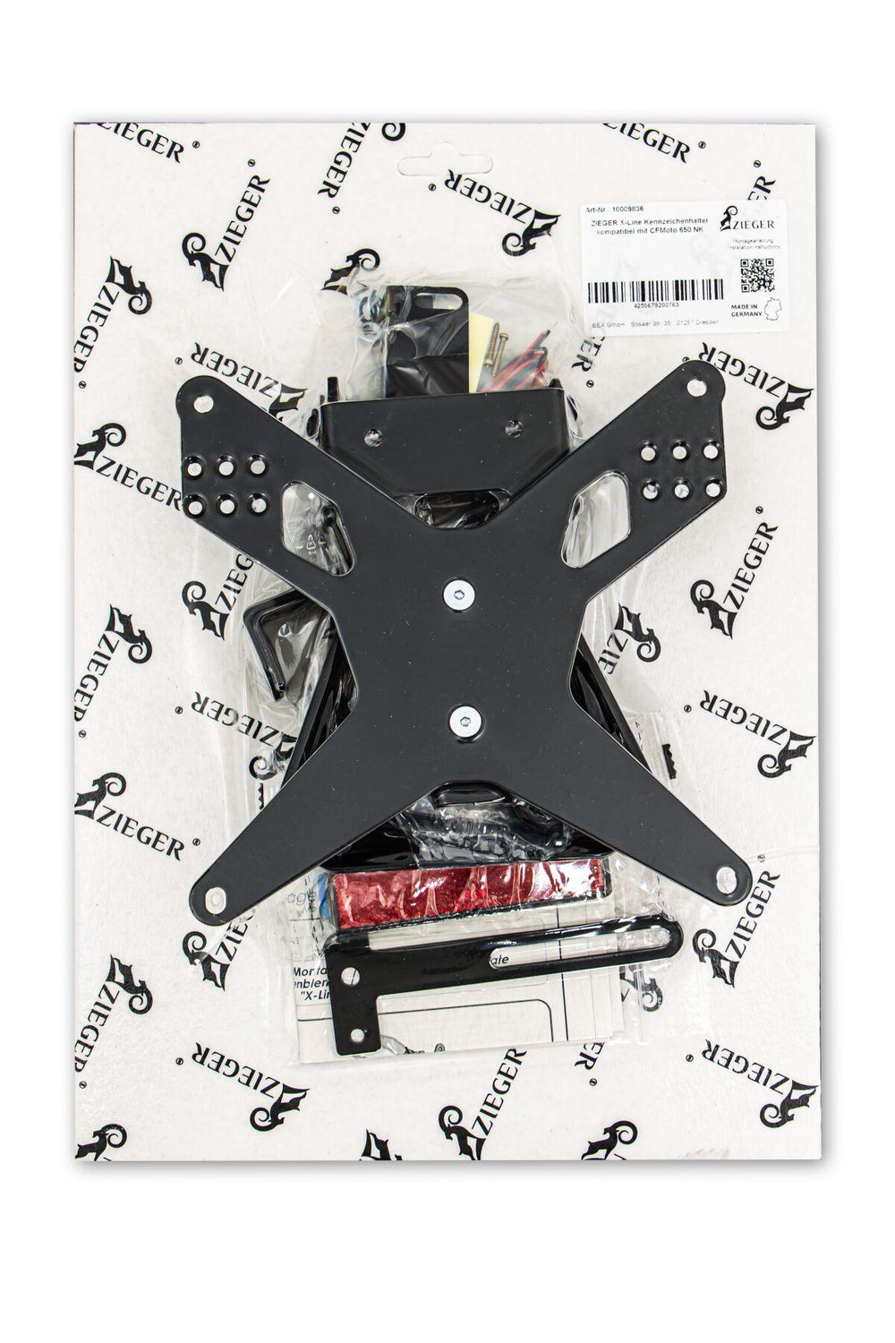 Zieger License Plateholder Type E For CF Moto NK 650 ABS 2020-2024 Rear
