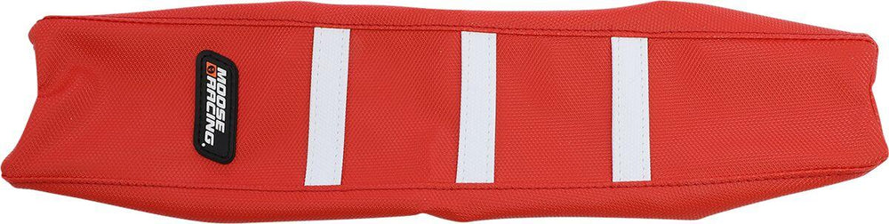 Moose Racing Ribbed Seat Cover For Gas Gas MC50 2021-2022 - Red Cover White Ribs