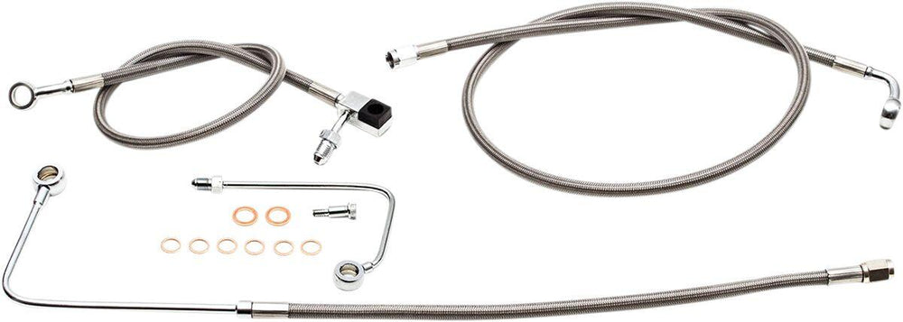 LA Choppers Stainless Steel Brake Hose Kit For Harley Davidson FLS 1690 2015-2017 12" - 14" - Silver
