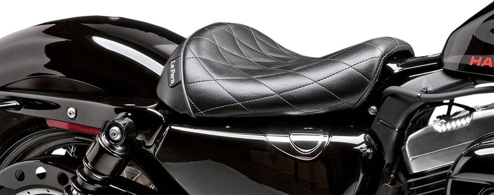LE Pera Bare Bones Solo Seat For Harley Davidson XL1200C 2004-2019 Diamond Stitch - Black