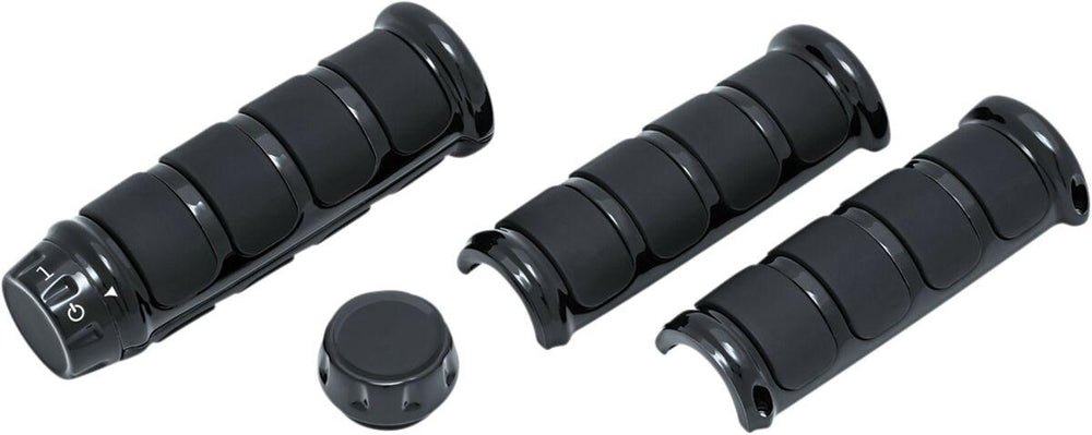 Kuryakyn Three Piece ISO Grips For 1" Bars For Harley Davidson FLDE 1750 2020 - Black
