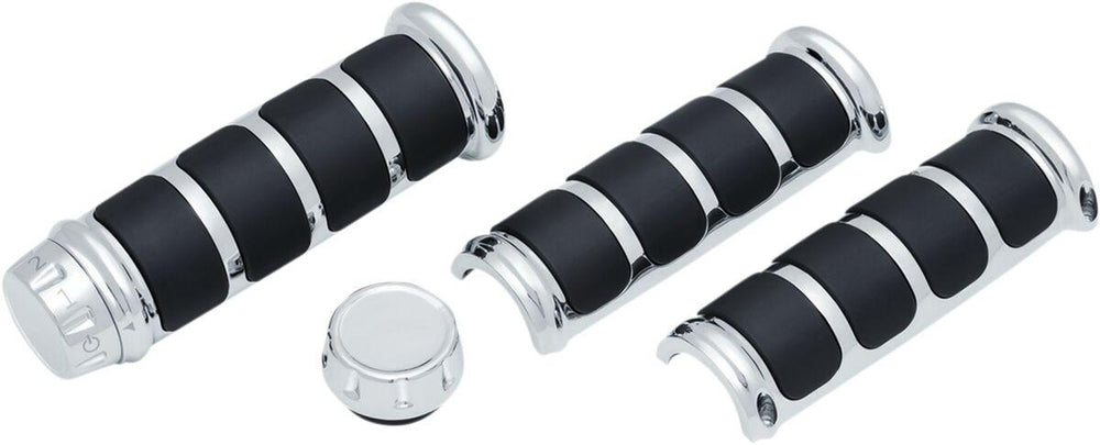Kuryakyn Three Piece ISO Grips For 1" Bars For Harley Davidson FLDE 1750 2019 - Black/Chrome