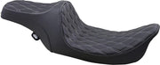 Drag Specialties Double Diamond Predator III Seat For Harley Davidson FLHR 1340 1997-1998 - Black Silver