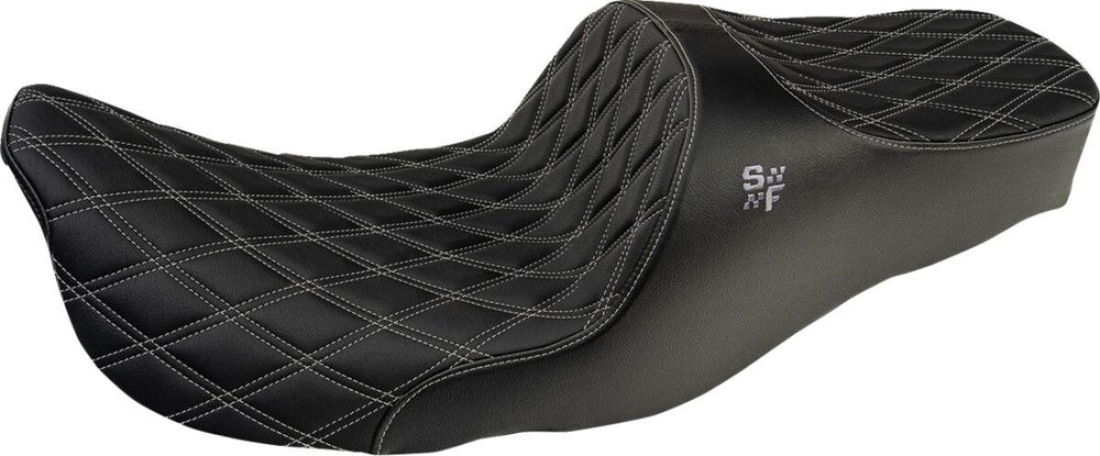 Slyfox Chariot Seat For Harley Davidson FLHR 1340 1997-1998 Double Diamond - Black/Silver