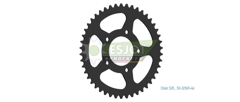 Esjot Standard 520 Sprocket For Mash SIDE FORCE 400 2021-2024 Rear Black 46T