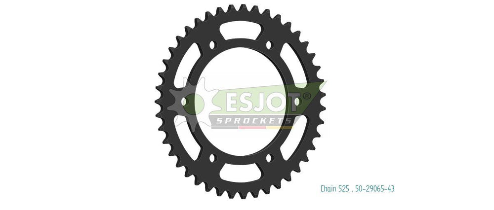 Esjot Standard 525 Sprocket For Qjmotor SRV 550 ABS 2023-2024 Rear Black 43T