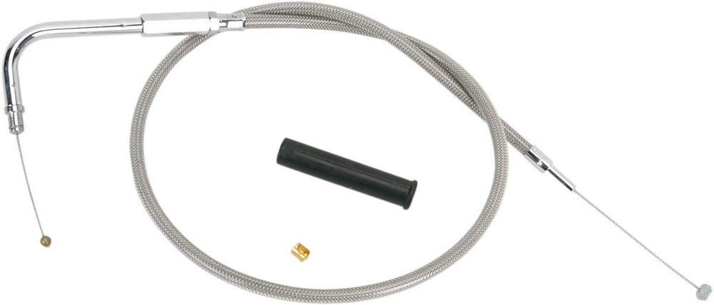 Drag Specialties Stainless Steel Braided Throttle Cable For Harley Davidson FXS 1584 67.5 cm (26-1 2") - Silver Unfinished