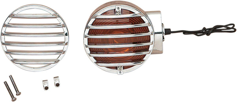 Drag Specialties Turn Signal Lens Grilles For Harley Davidson FLD 1690 2014-2015 - Chrome