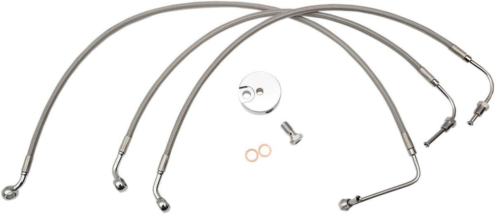 LA Choppers Stainless Steel Brake Hose Kit For Harley Davidson FLHR 1690 2014-2015 15" - 17" - Silver