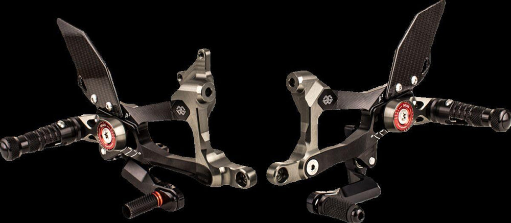Gilles MUE2 Rearset For Ducati Panigale V4 1000 R ABS 2019-2020 & 2023-2024 - Black/Red