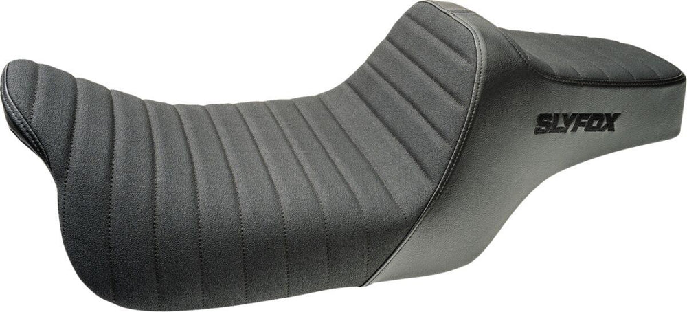 Slyfox High Noon Seat For Harley Davidson FLHR 1584 2008-2011 Black Logo - Black