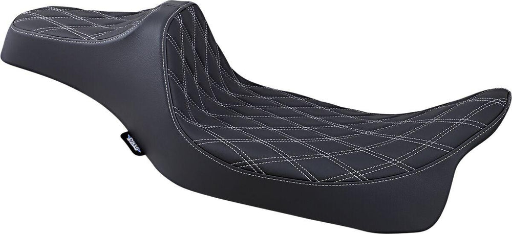 Drag Specialties Extended Reach Predator III Seat For Harley Davidson FLHR 1584 2008-2011 Double Diamond - Black/Silver