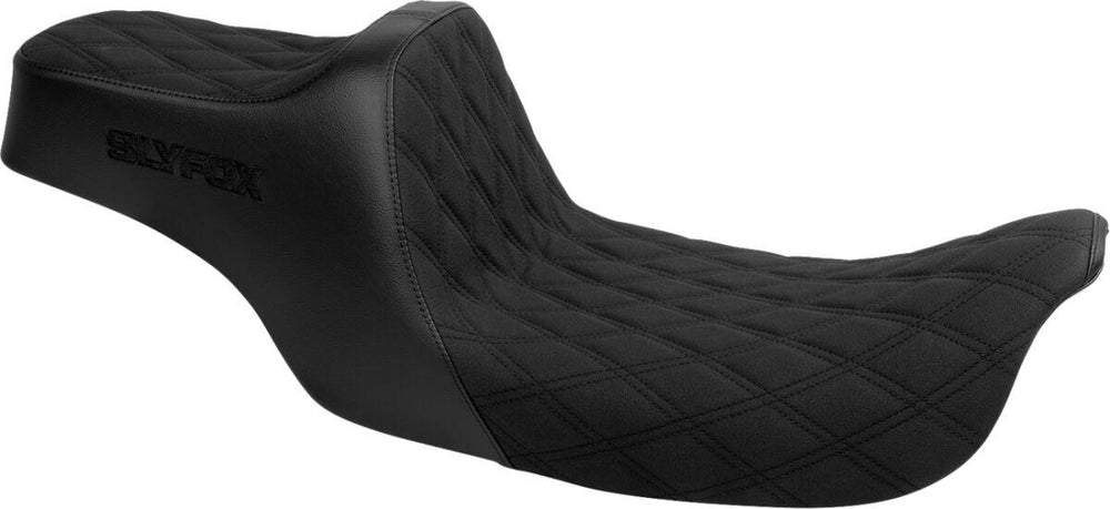 Slyfox High Noon Seat For Harley Davidson FLHT 1340 1997-1998 Black Logo/Double Diamond - Black