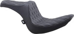Drag Specialties Predator III Seat For Harley Davidson FLSTF 1584 2007-2010 Silver Stitching Double Diamond - Black