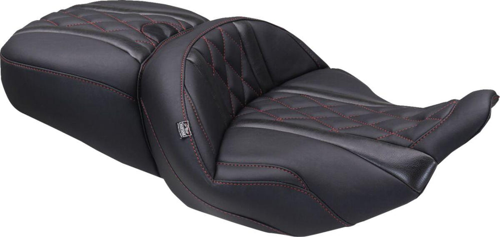 Mustang Deluxe Touring Seat For Harley Davidson FLHX 1923 2024-2026 - Black/Red