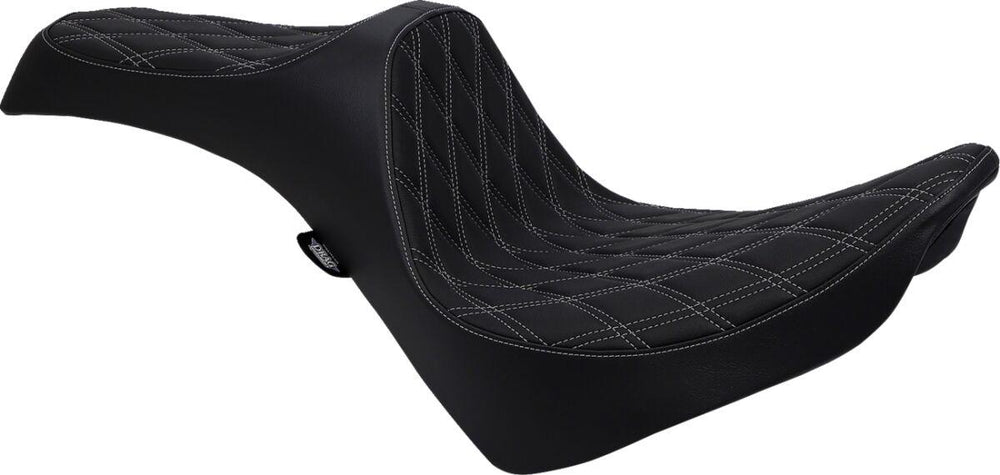 Drag Specialties Predator III Double Diamond Seat For Harley Davidson FLDE 1750 2018-2020 - Black Silver