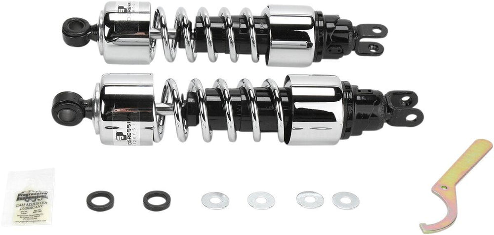 Progressive Suspension 412 Series Cruiser Shocks For Honda GL1000K 1976-1979 - Black/Chrome