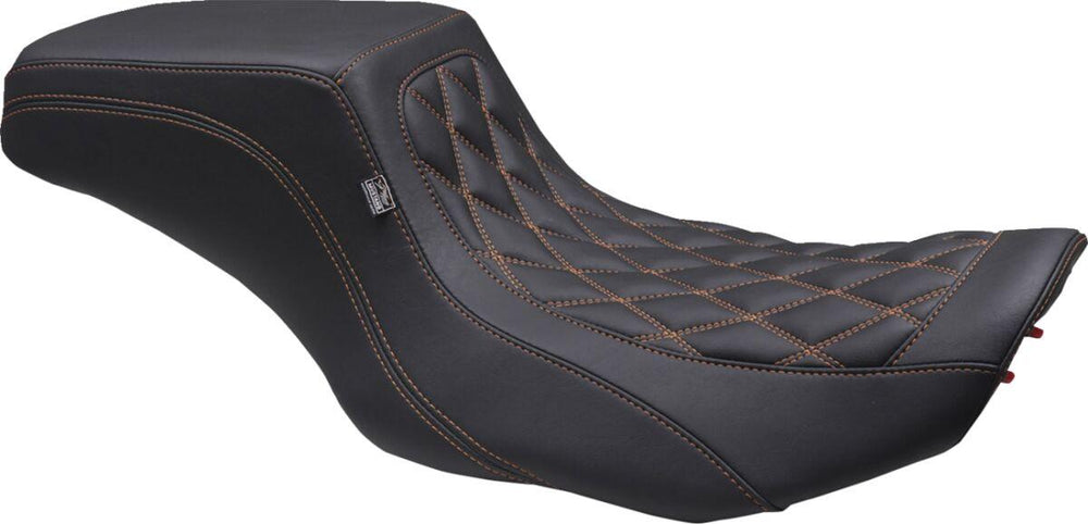 Mustang Double Diamond Squareback Seat For Harley Davidson FLHX 1923 2024-2026 - Black/Orange