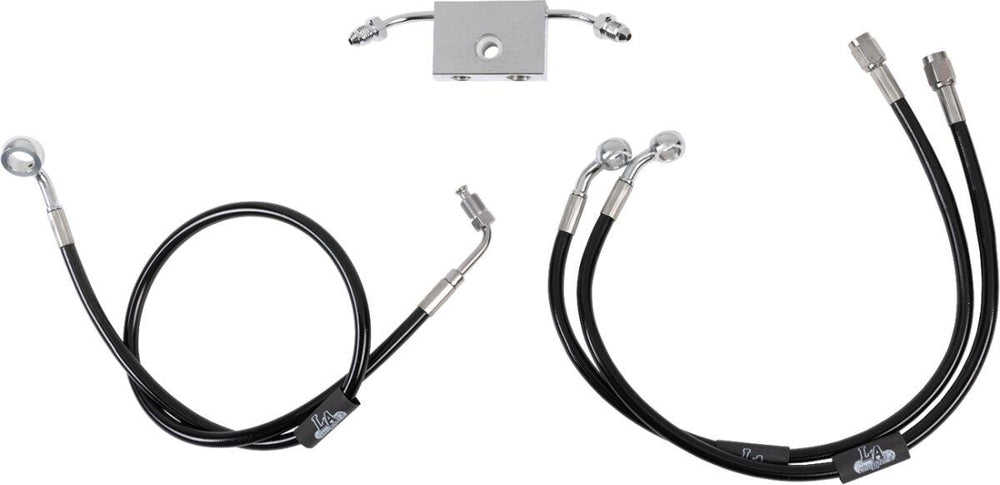 LA Choppers Braided Brake Hose Kit For Harley Davidson FLDE 1750 ABS 2018-2020 Front Standard - Black