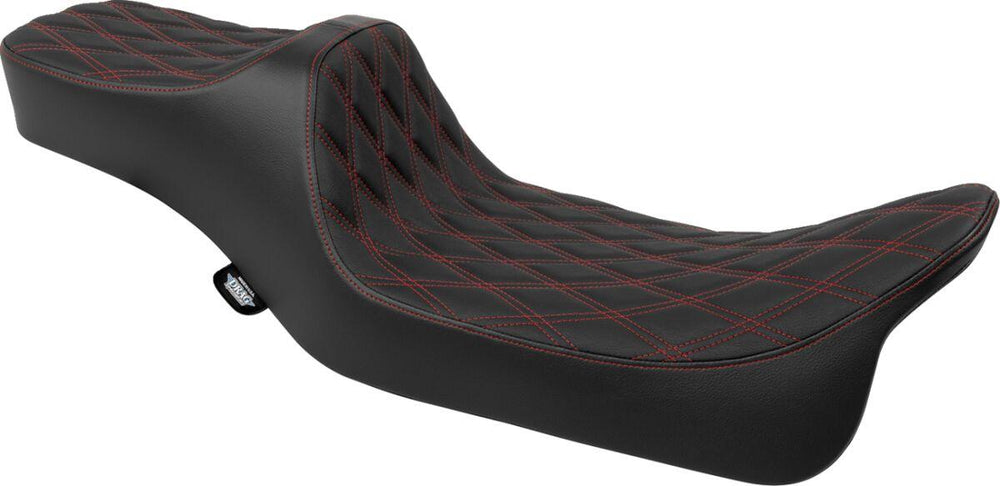 Drag Specialties Extended Reach Predator III Seat For Harley Davidson FLH 1868 ABS 2021 Double Diamond - Black/Red