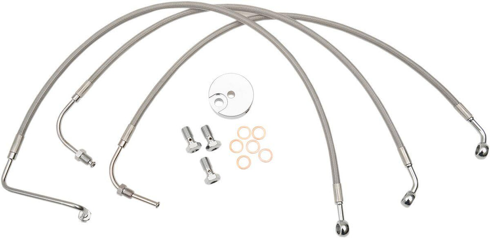 LA Choppers Stainless Steel Brake Hose Kit For Harley Davidson FLHR 1340 1996-1998 Standard - Silver
