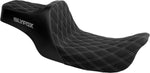 Slyfox High Noon Seat For Harley Davidson FLHT 1340 1997-1998 Double Diamond/Silver Logo - Black/Silver