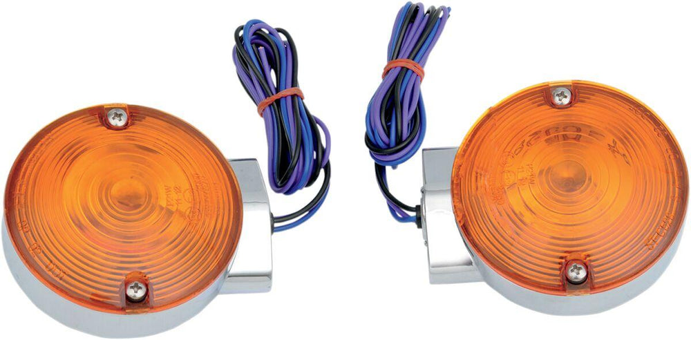 Drag Specialties Replacement Touring Turn Signals For Harley Davidson FLHR 1340 1994-1998 Front Chrome Amber