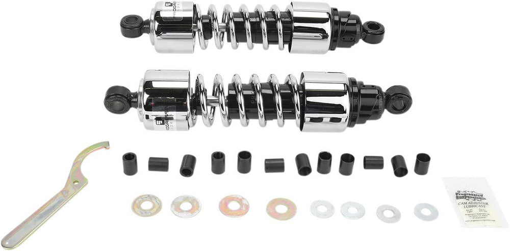 Progressive Suspension 412 Series Cruiser Shocks For Triumph Bonneville 650 T120 1972-1973 318mm (12.50") - Black/Chrome