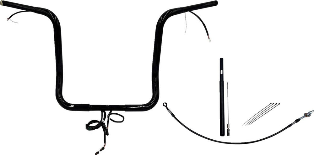 Fat Baggers Inc. EZ Install Wired 1-1 4" Round Top Handlebar Kit For Harley Davidson FLH 1868 2021 40.5 cm (16") - Black