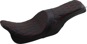 Drag Specialties Forward Positioned Predator Seat For Harley Davidson FLHR 1584 2008-2011 Double Diamond/Red Stitching - Black/Red