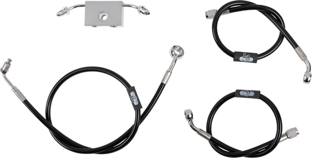 LA Choppers Braided Brake Hose Kit For Harley Davidson FLS 1690 ABS 2012-2013 Front 12" - 14" - Black