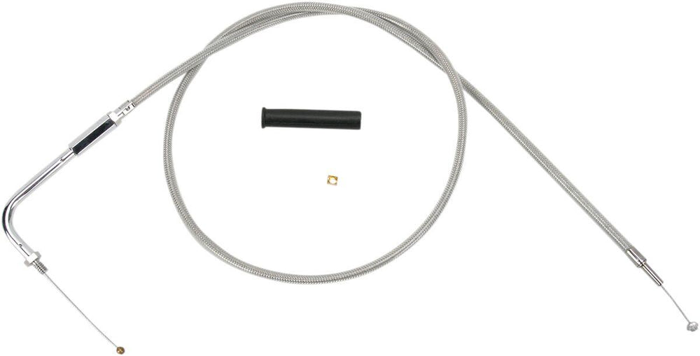 Drag Specialties Stainless Braided Throttle Cable For Harley Davidson FLH 1340 1981-1983 100.5 cm (39-1 2") - Silver Unfinished