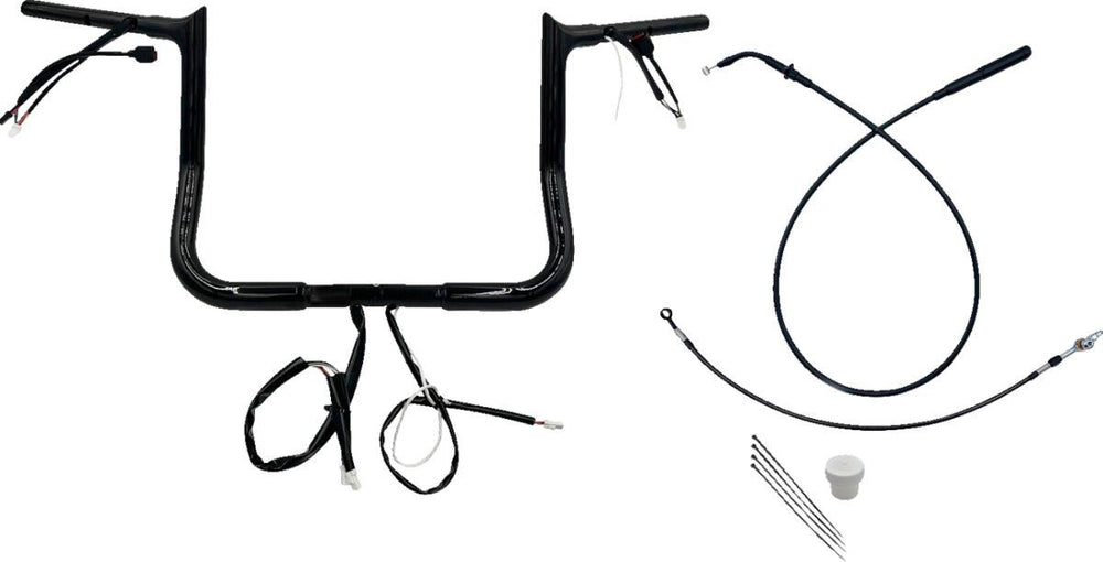 Fat Baggers Inc. 1-1 4" EZ Install Pointed Top Handlebar For Harley Davidson FLHX 1923 2024-2025 30.5 cm (12") - Black