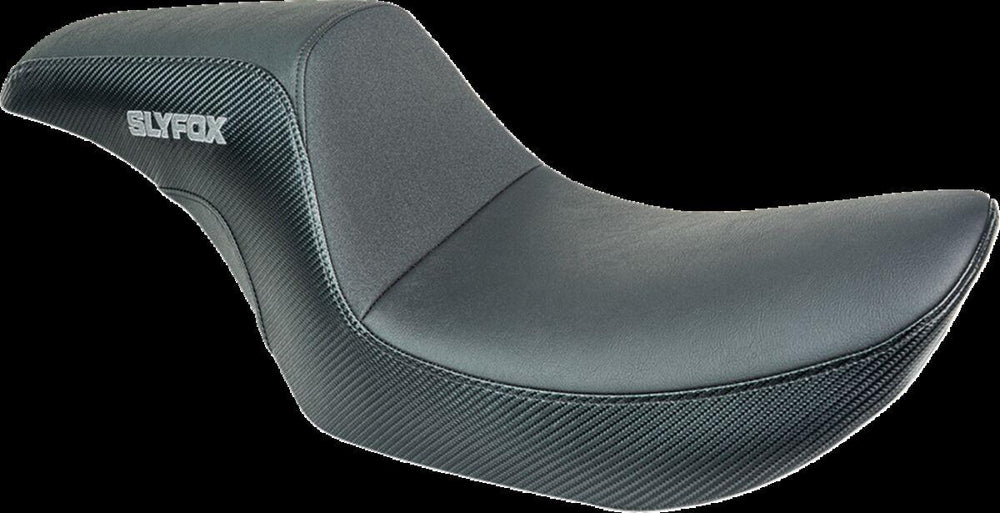 Slyfox The Drifter Seat For Harley Davidson FXR1340 1986-1994 Carbon Fiber/Logo/Smooth - Black/Grey