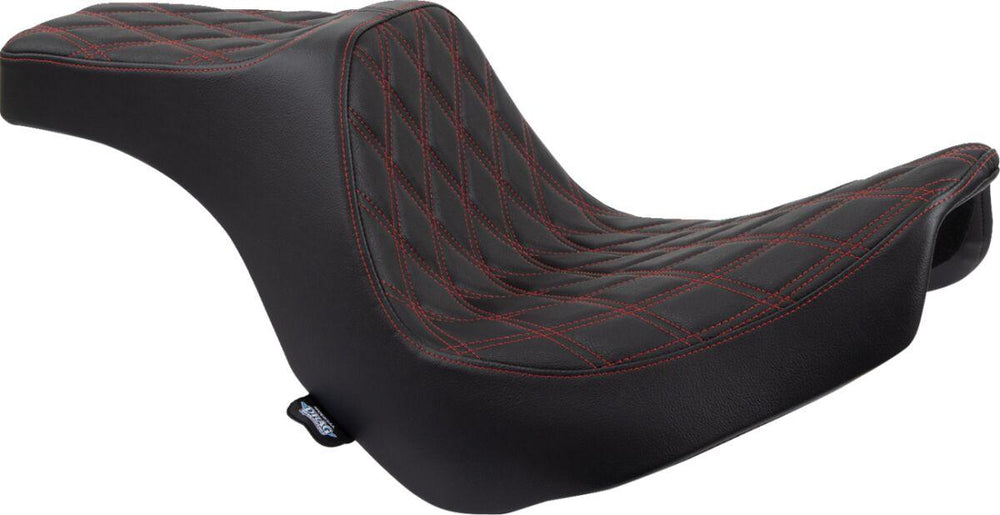 Drag Specialties Predator III Seat For Harley Davidson FLSB 1750 2018-2021 Red Stitching Double Diamond - Black Red