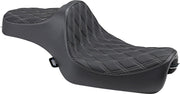Drag Specialties Predator III Seat For Harley Davidson XL 1200 C 2004-2020 Silver Stitching Double Diamond - Black Silver