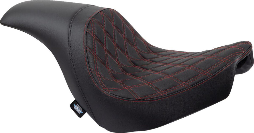 Drag Specialties Predator Seat For Harley Davidson FLSB 1750 2018-2021 Red Stitching Double Diamond - Black
